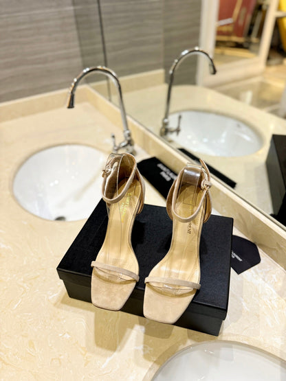 SL OPYUM SANDALS 80 CAMEL SUEDE