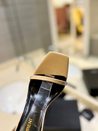 SL OPYUM SANDALS 105 CAMEL AND BLACK CALFSKIN