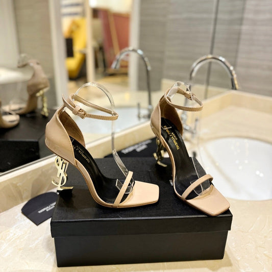 SL OPYUM SANDALS 105 CAMEL AND BLACK CALFSKIN