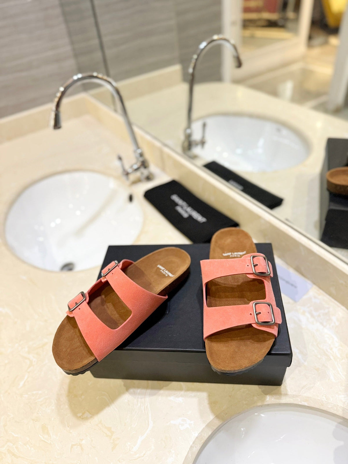 SL Flat Sandal Women Brown Pink Seude