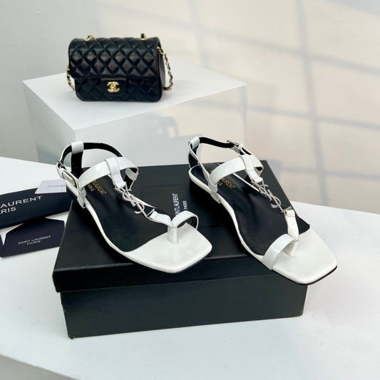 SL CASSANDRA ONE SANDAL FLAT WHITE CALFSKIN
