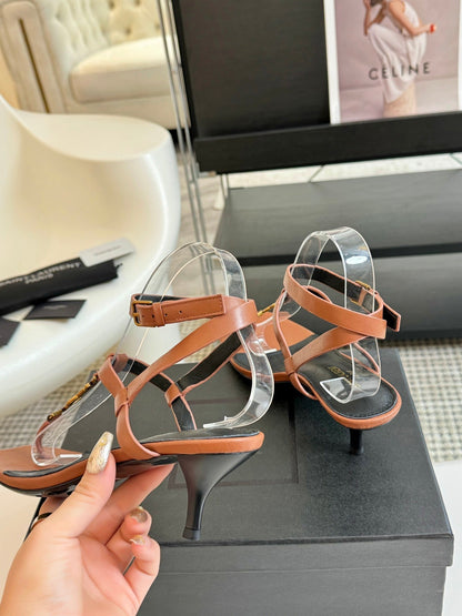 SL CASSANDRA MID-HEEL SANDAL CIDER CALFSKIN