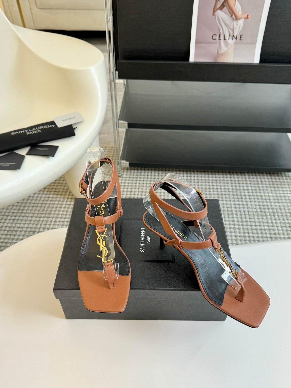 SL CASSANDRA MID-HEEL SANDAL CIDER CALFSKIN