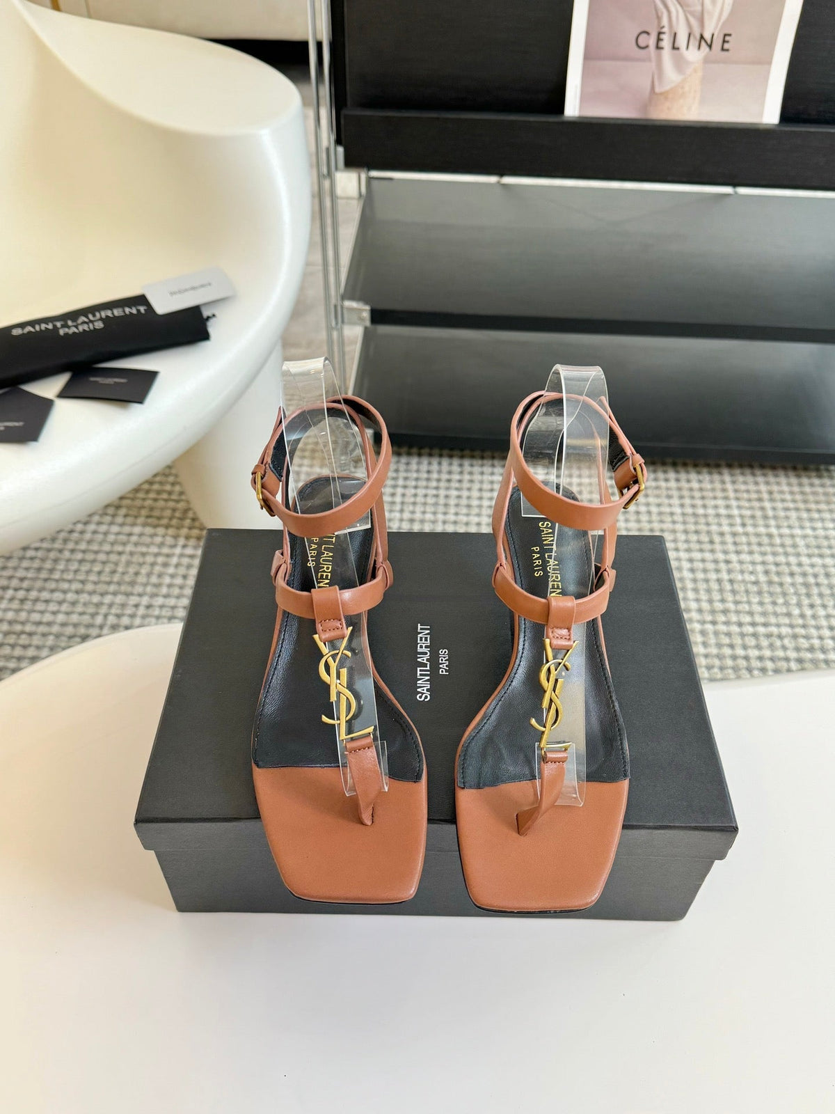 SL CASSANDRA MID-HEEL SANDAL CIDER CALFSKIN