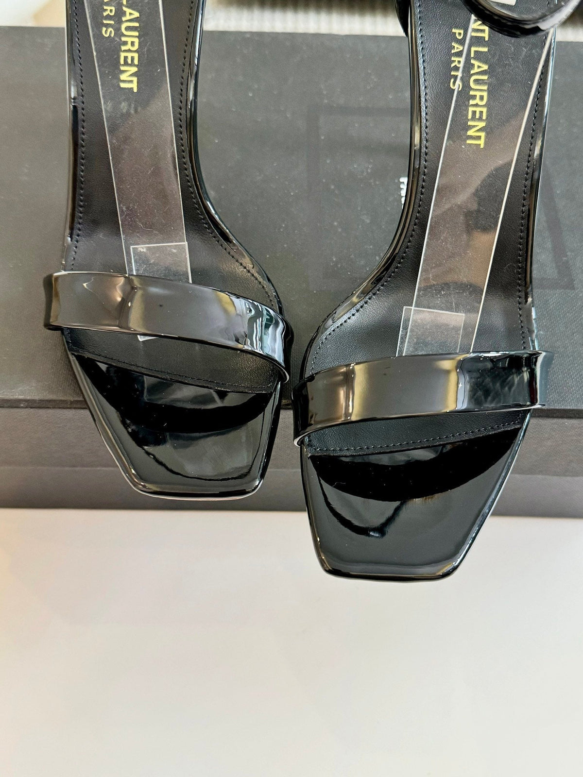 SL SQUARE-TOED HIGH HEELS BLACK CALFSKIN