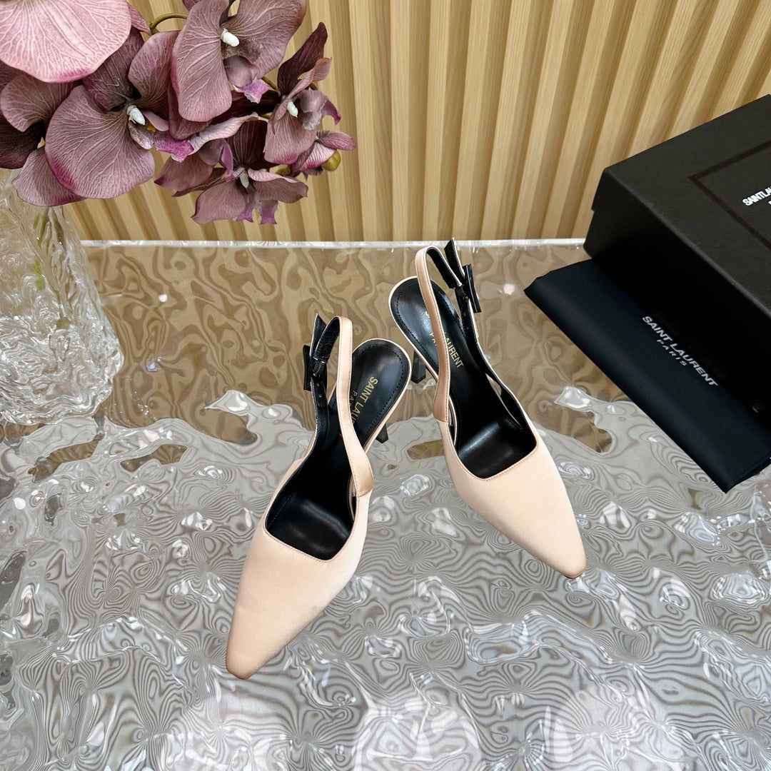 SL DUNE SLINGBACK PUMPS BISQUE SATIN