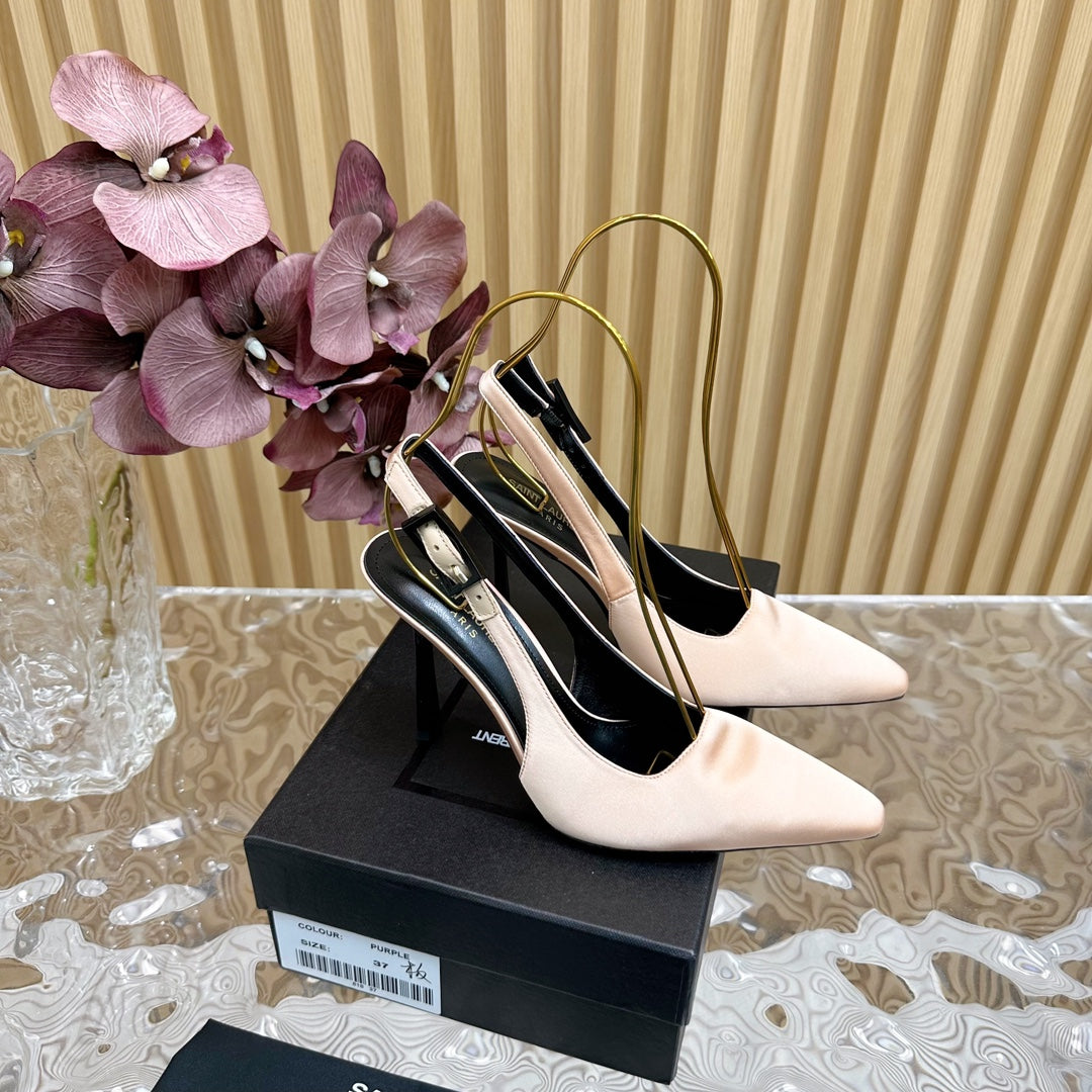 SL DUNE SLINGBACK PUMPS BISQUE SATIN