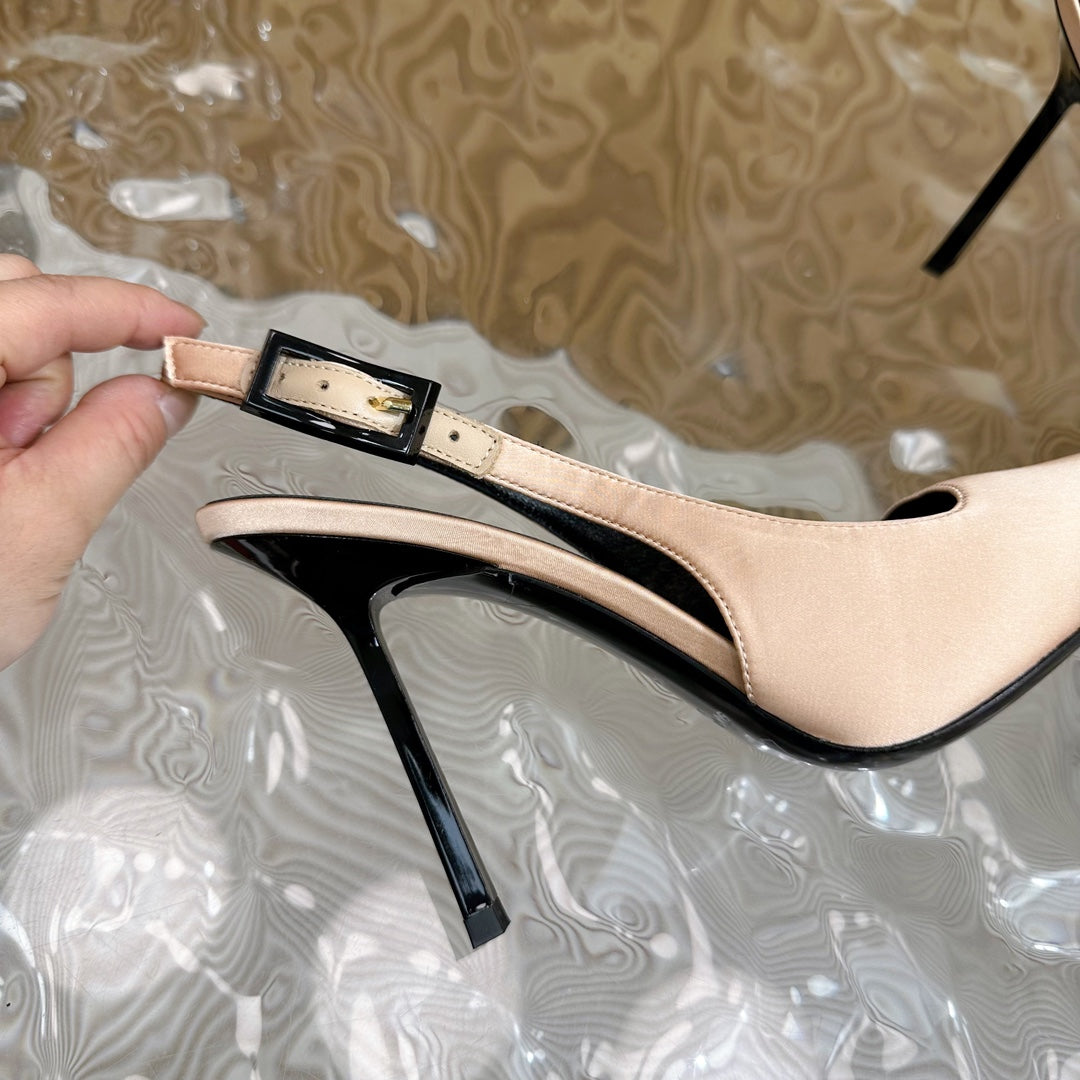 SL DUNE SLINGBACK PUMPS BISQUE SATIN