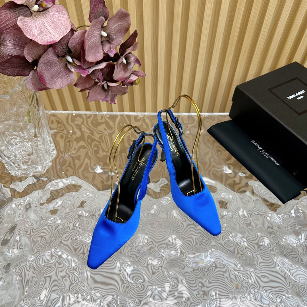 SL DUNE SLINGBACK PUMPS COBALT SATIN