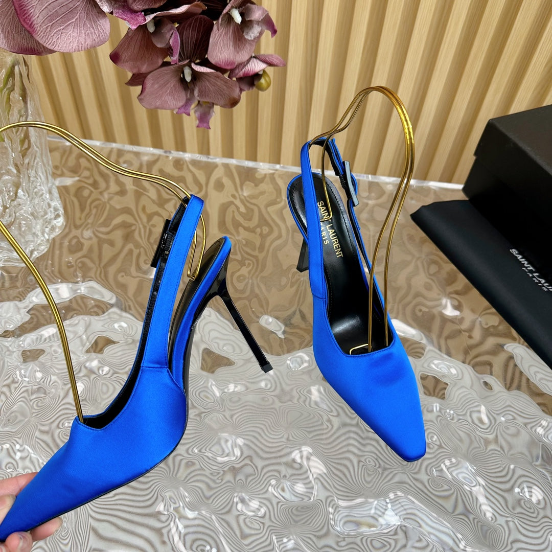SL DUNE SLINGBACK PUMPS COBALT SATIN