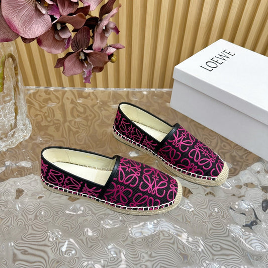 LW PINK ANAGRAM ESPADRILLE LOAFER BLACK LINEN