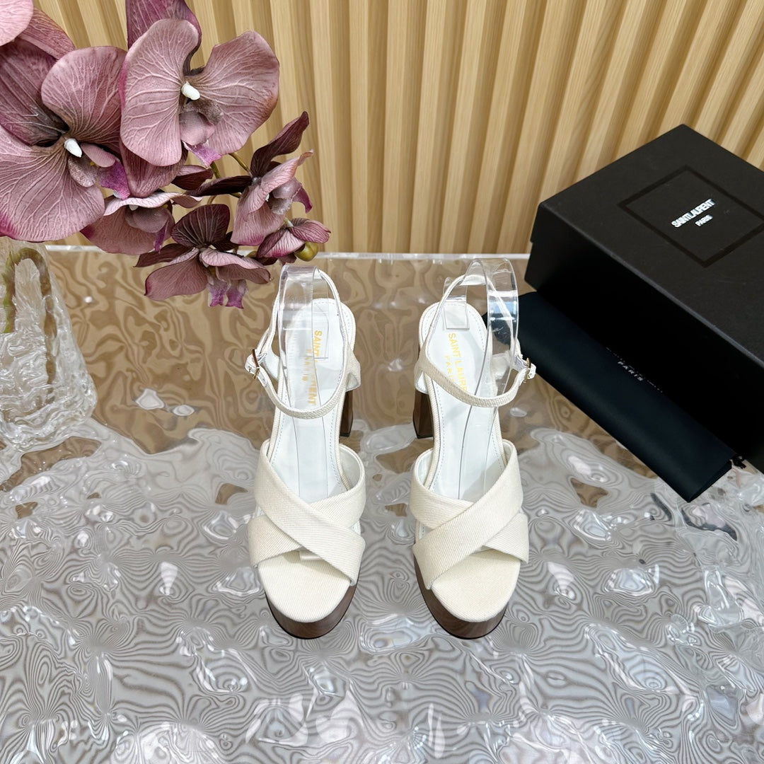 SL BIANCA PLATFORM SANDAL WHITE CANVAS