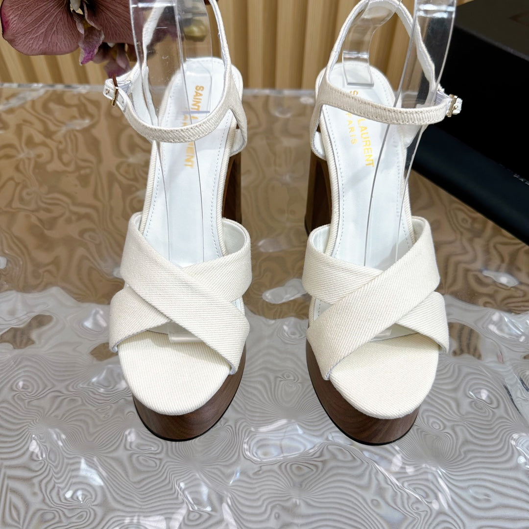 SL BIANCA PLATFORM SANDAL WHITE CANVAS
