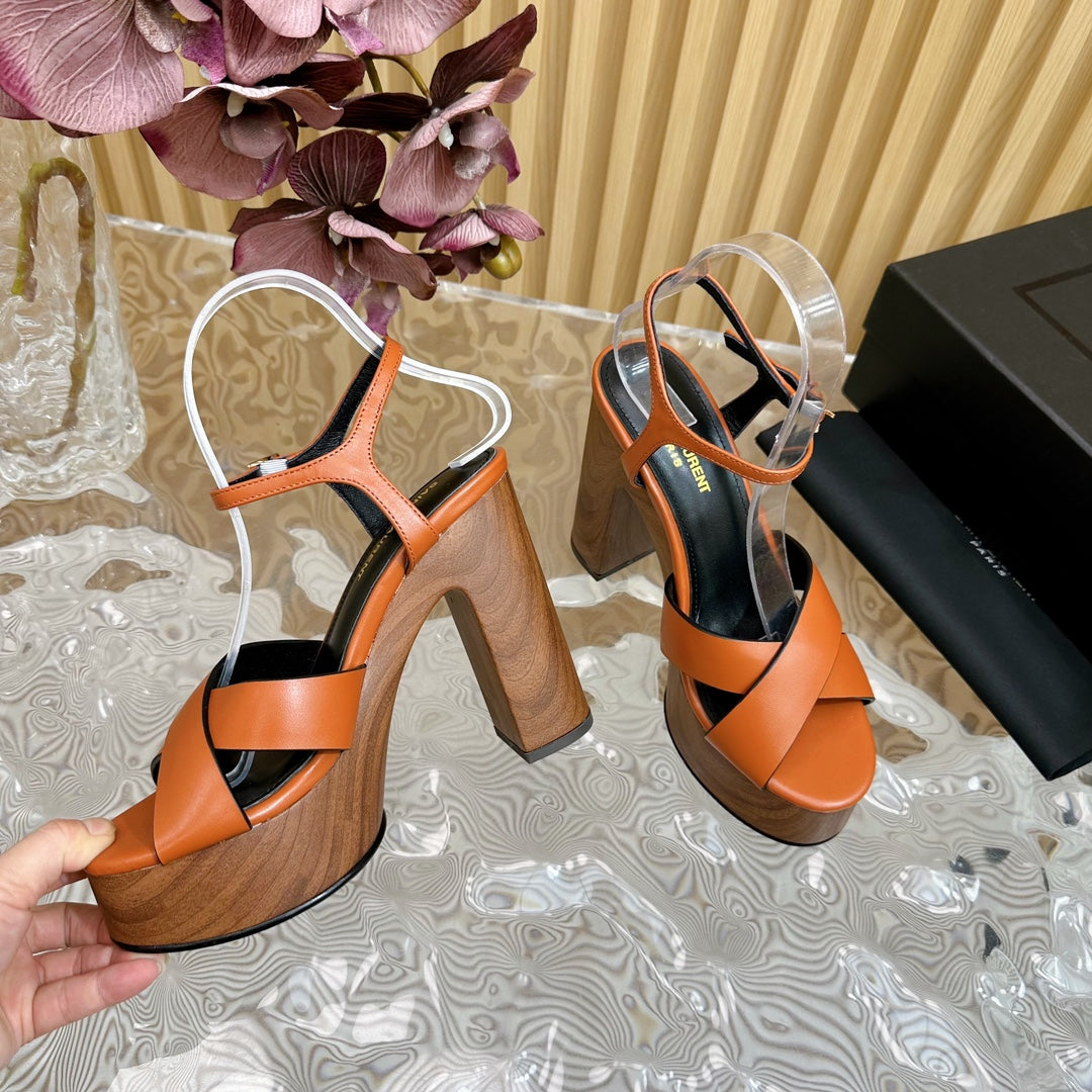 SL BIANCA PLATFORM SANDAL BURNT ORANGE CALFSKIN