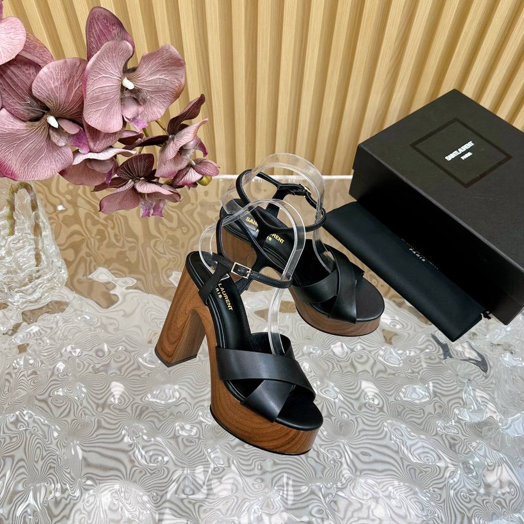 SL BIANCA PLATFORM SANDAL BLACK CALFSKIN