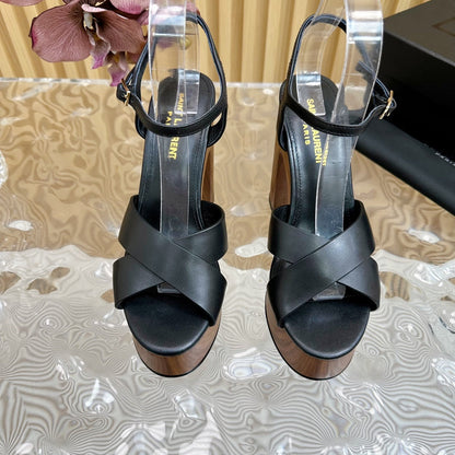 SL BIANCA PLATFORM SANDAL BLACK CALFSKIN