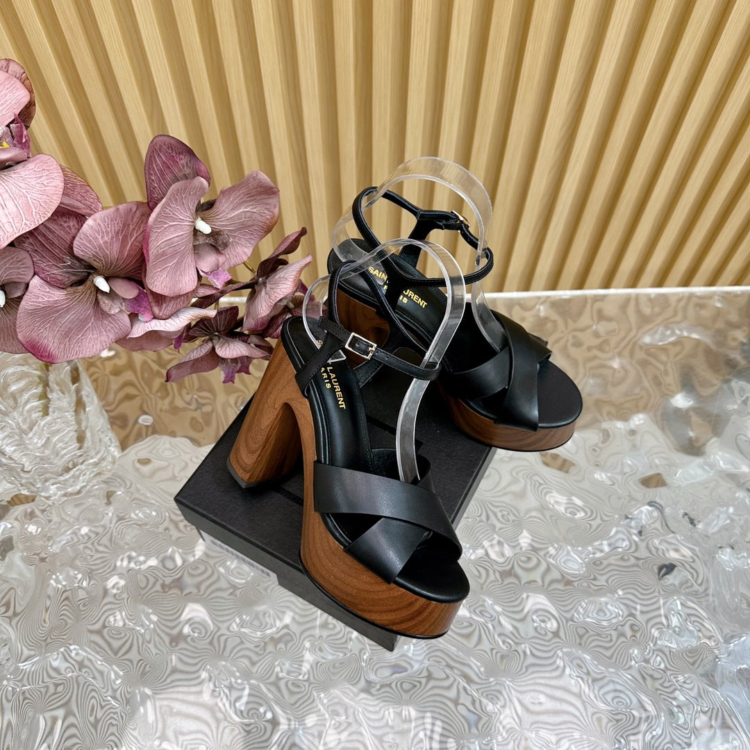 SL BIANCA PLATFORM SANDAL BLACK CALFSKIN