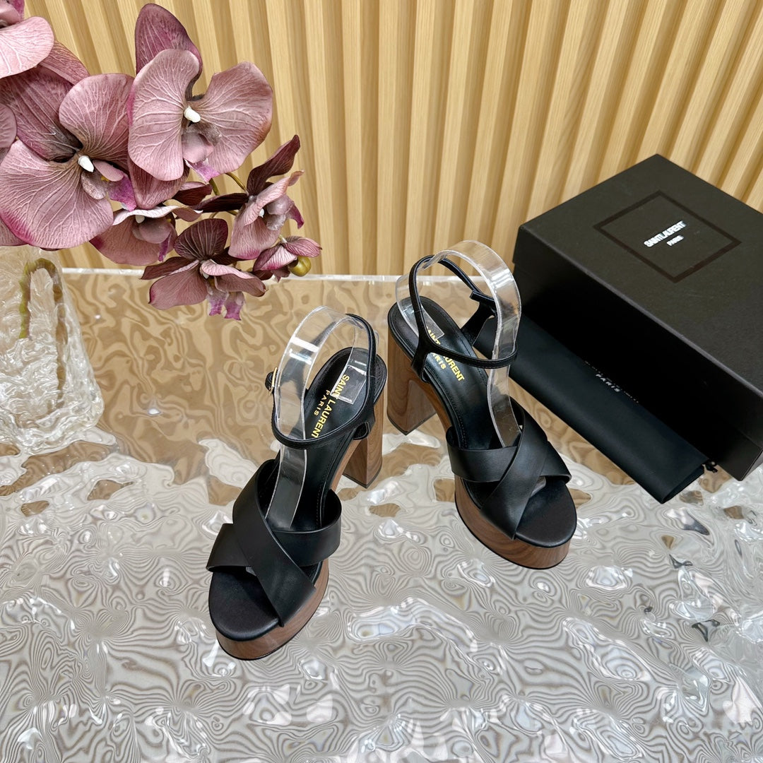SL BIANCA PLATFORM SANDAL BLACK CALFSKIN
