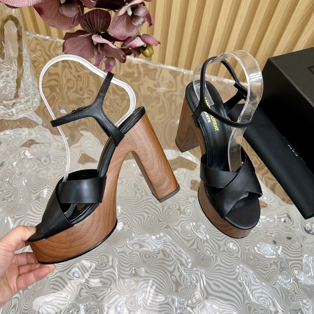 SL BIANCA PLATFORM SANDAL BLACK CALFSKIN