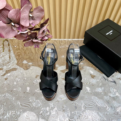 SL BIANCA PLATFORM SANDAL BLACK CALFSKIN