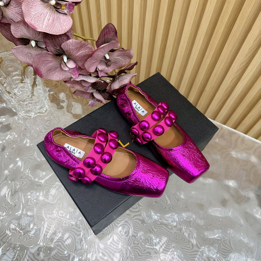 MARY JANE PEARL IN MAGENTA PURPLE GLOSSY LAMBSKIN