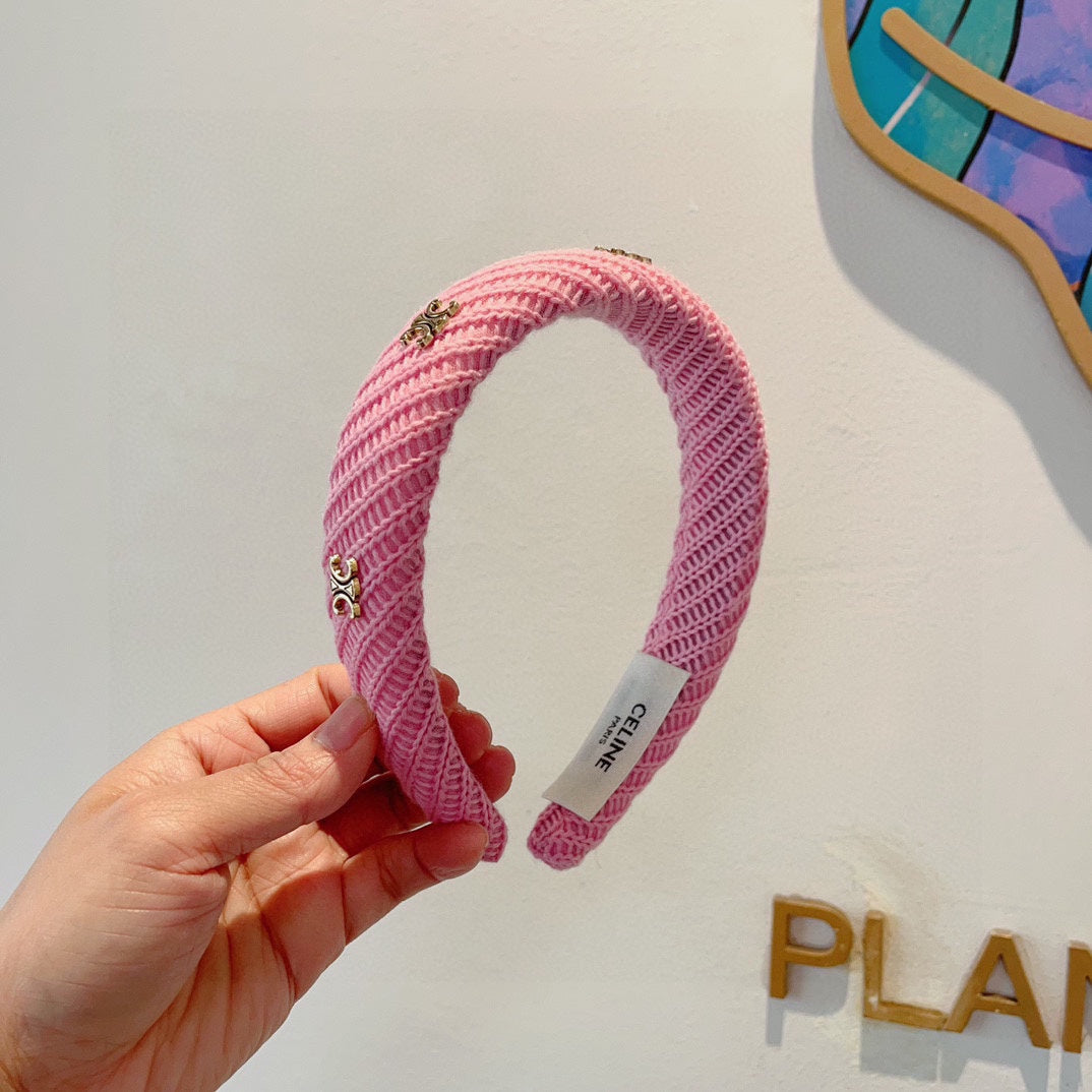 BRIGHT PINK WOOL FABRIC HAIRBAND 402915