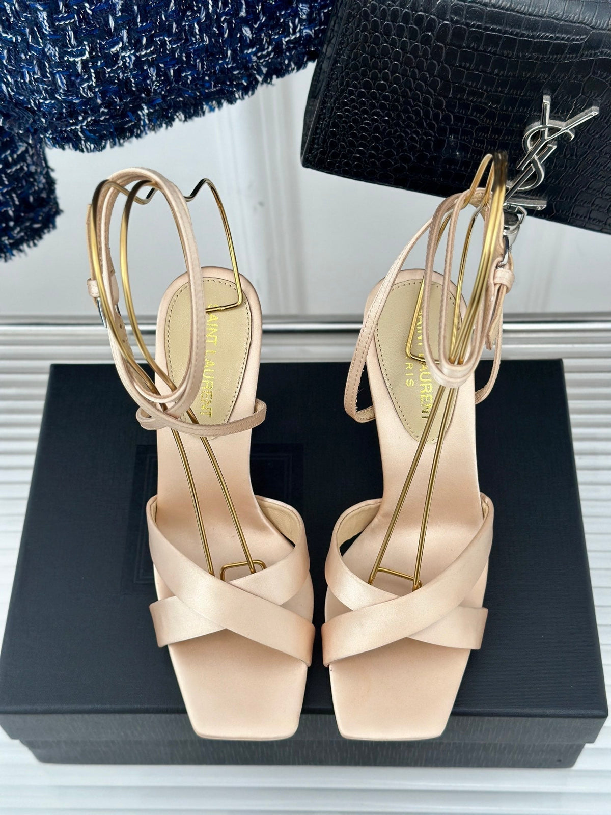 SL CORINNE SANDALS BEIGE SATIN CREPE