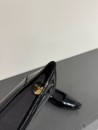 POPPY BALLET FLATS IN BLACK GLOSSY LAMBSKIN