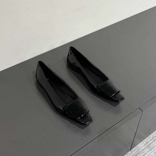POPPY BALLET FLATS IN BLACK GLOSSY LAMBSKIN