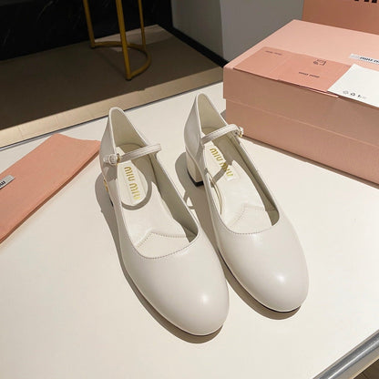 MARY JANE SHOES CLASSIC WHITE SHEEPSKIN