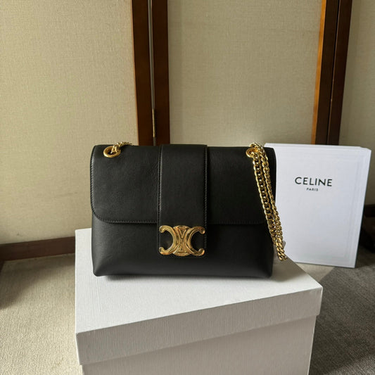 MEDIUM CELINE VICTOIRE BAG 25 IN BLACK CALFSKIN GOLDEN HARDWARE