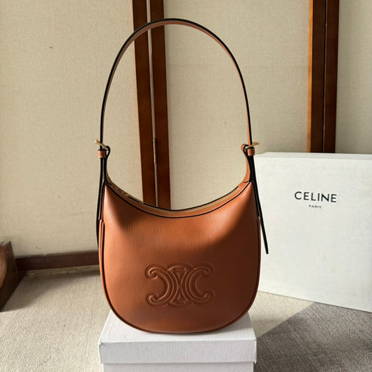 SMALL HELOÏSE BAG CUIR 22 IN GINGER ORANGE CALFSKIN EMBOSSED LOGO