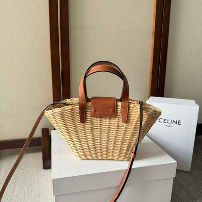 TEEN COUFFIN 32 IN BEIGE WINKER AND BROWN CALFSKIN TRIM