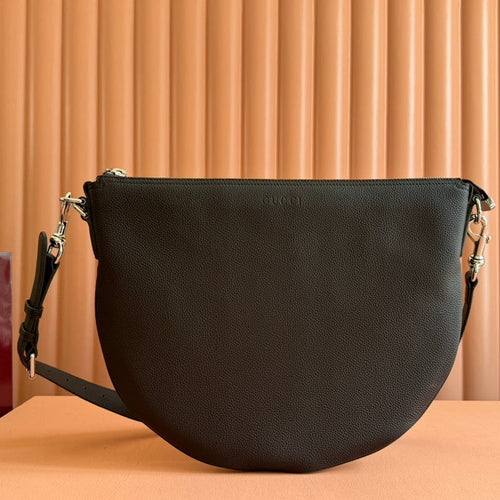 BODY SHOULDER BAG 40 IN DARK BROWN CALFSKIN SILVER HARDWARE