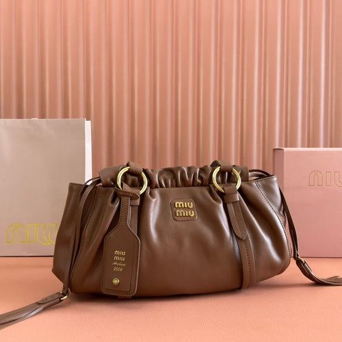 JOIE HAND BAG 32 IN BRUNETTE BROWN SHINY LAMBSKIN
