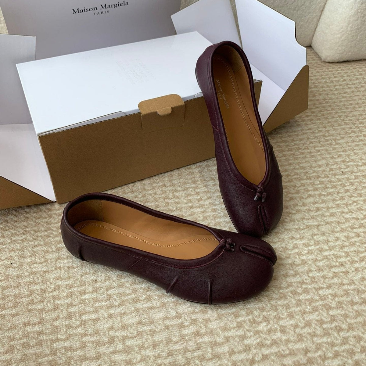 SL TABI BALLERINA FLAT WINE LAMBSKIN