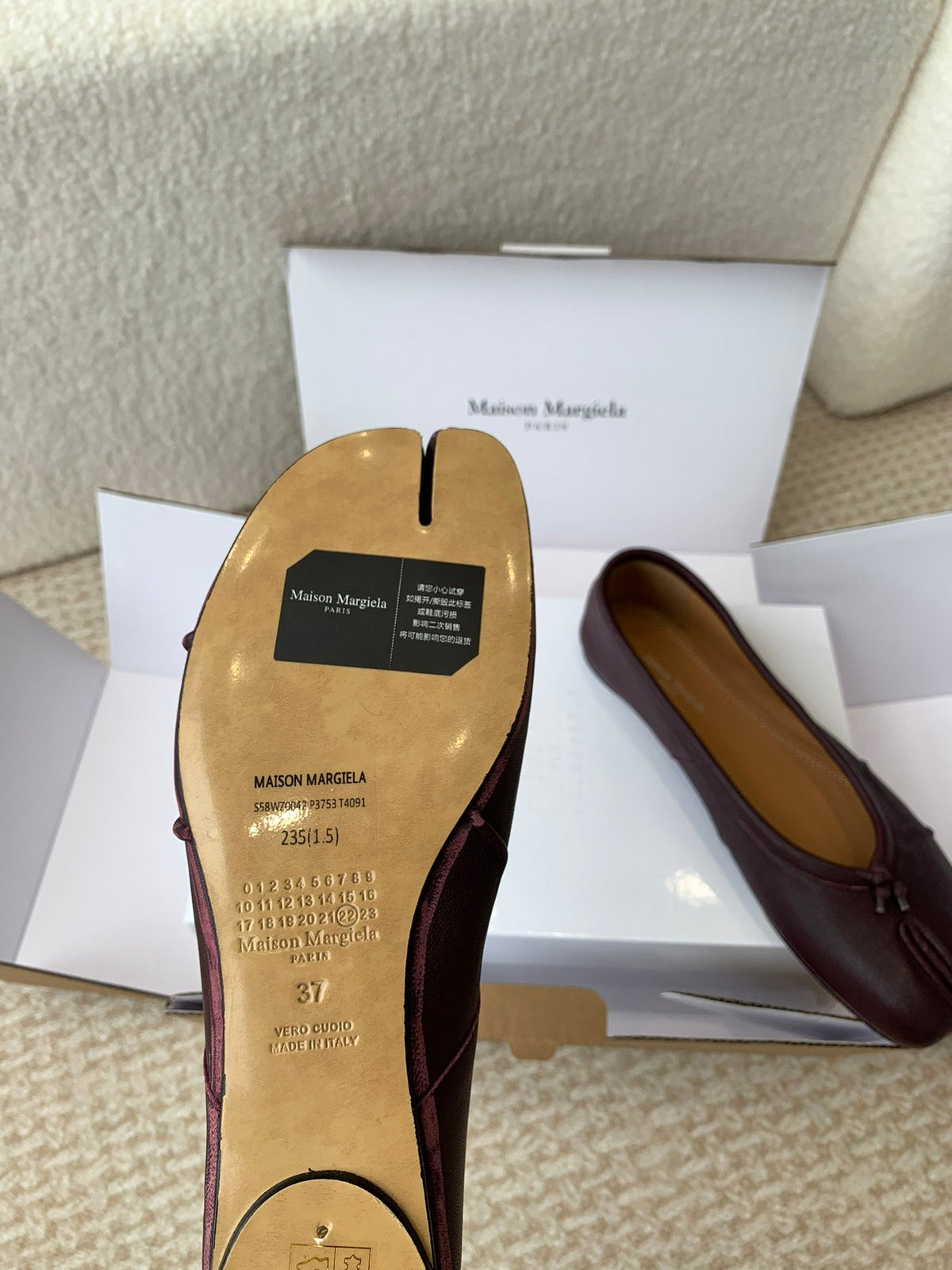 SL TABI BALLERINA FLAT WINE LAMBSKIN