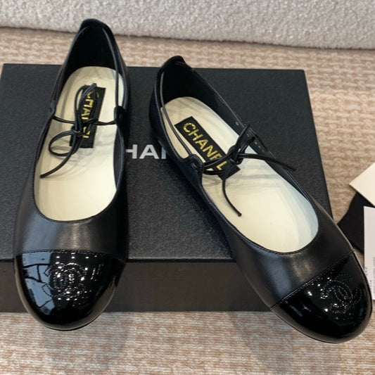 MARY JANE BALLERINA IN BLACK PATENT LAMBSKIN