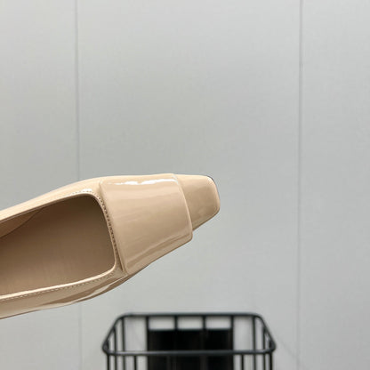 POPPY BALLET FLATS IN BEIGE GLOSSY LAMBSKIN