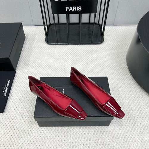 POPPY BALLET FLATS IN BURGUNDY RED GLOSSY LAMBSKIN