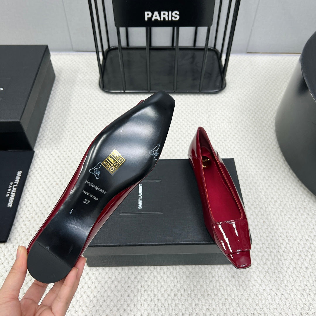 POPPY BALLET FLATS IN BURGUNDY RED GLOSSY LAMBSKIN