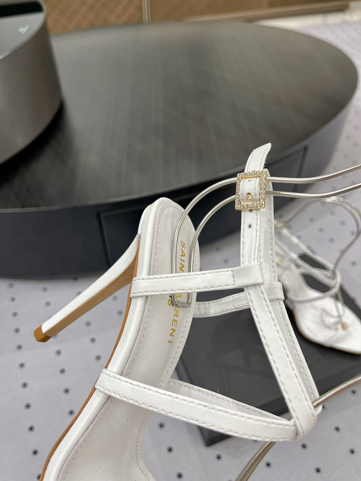 SL LINDEN HEELED SANDALS WHITE CALFSKIN