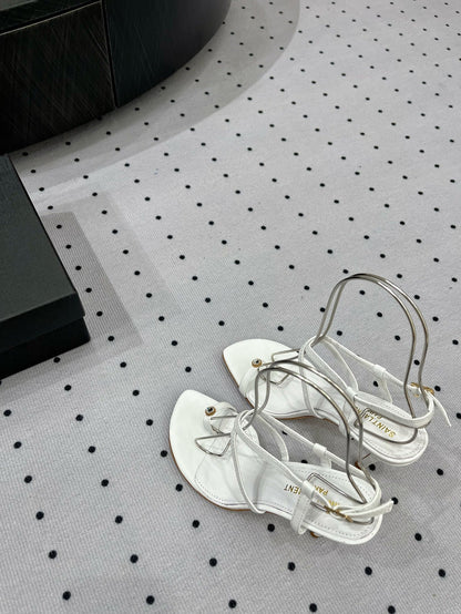SL LINDEN HEELED SANDALS WHITE CALFSKIN