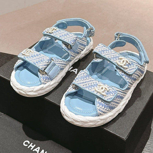 CC DAD SANDALS IN LIGHT BLUE CALFSKIN