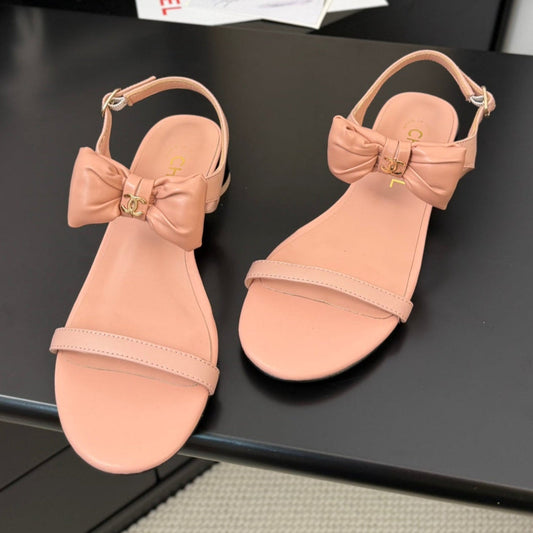 FLAT SANDALS 5 MM IN PEACH PINK CALFSKIN