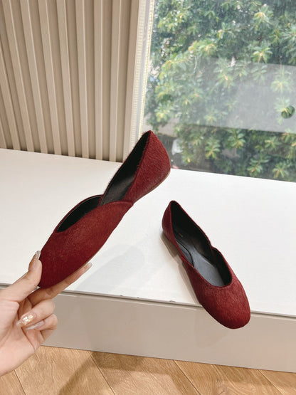SL GEMMA BALLET FLAT GARNET FUR