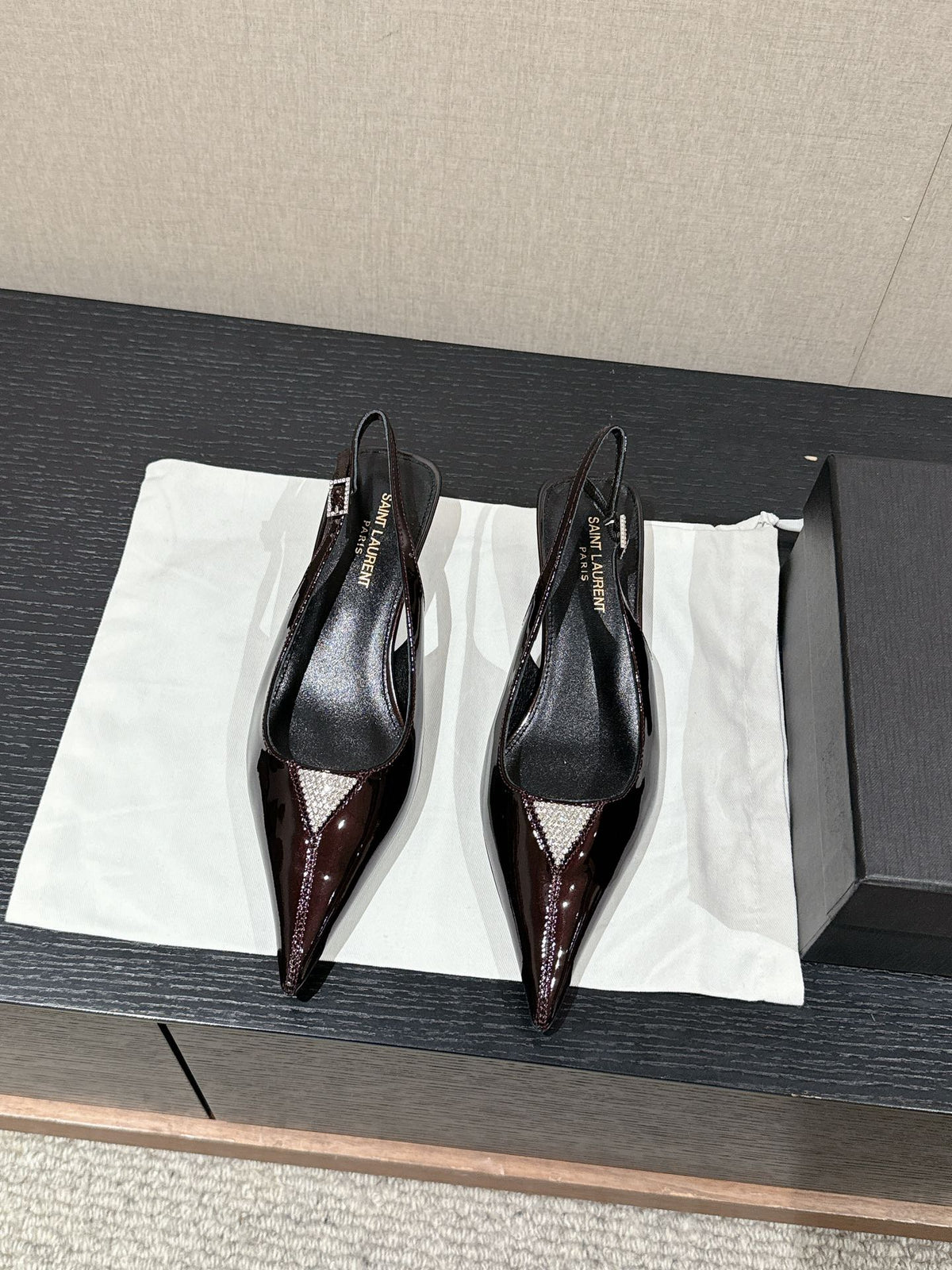 SL CHERISH CRYSTAL SLINGBACK WINE CALFSKIN