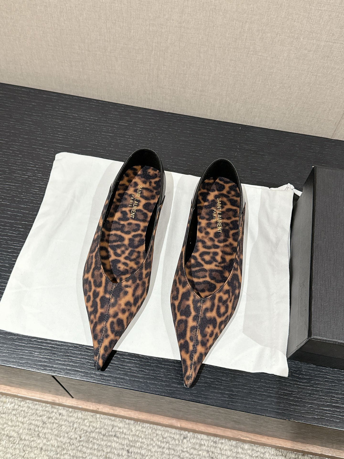 SL NOUR LEOPARD POINTED TOE BALLET AMBER CANVAS