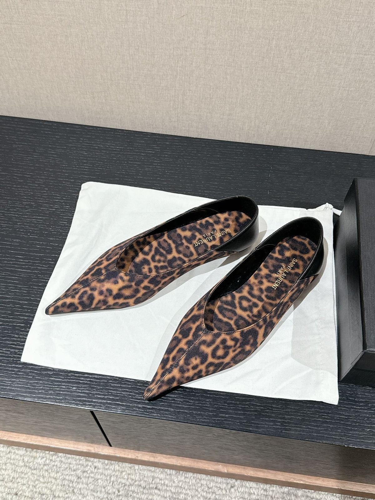 SL NOUR LEOPARD POINTED TOE BALLET AMBER CANVAS