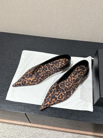 SL NOUR LEOPARD POINTED TOE BALLET AMBER CANVAS